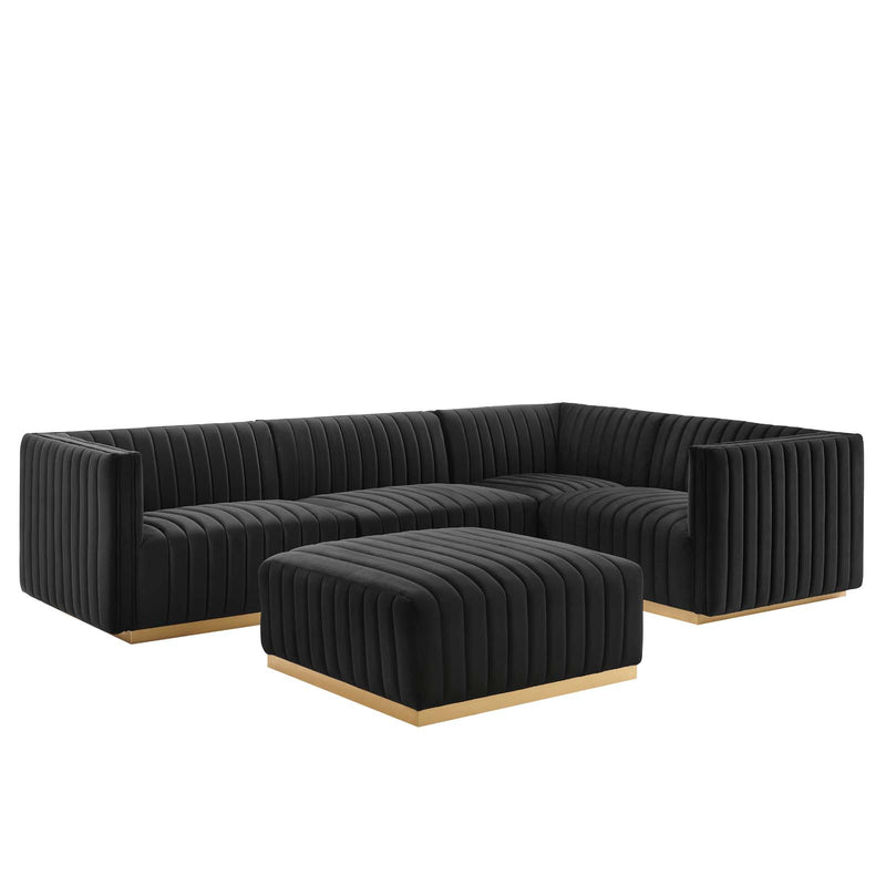 Conjure Channel Tufted Performance Velvet 5-Piece Sectional