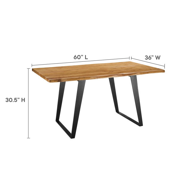 Viggo 60" Live Edge Acacia Wood Dining Table By Modway
