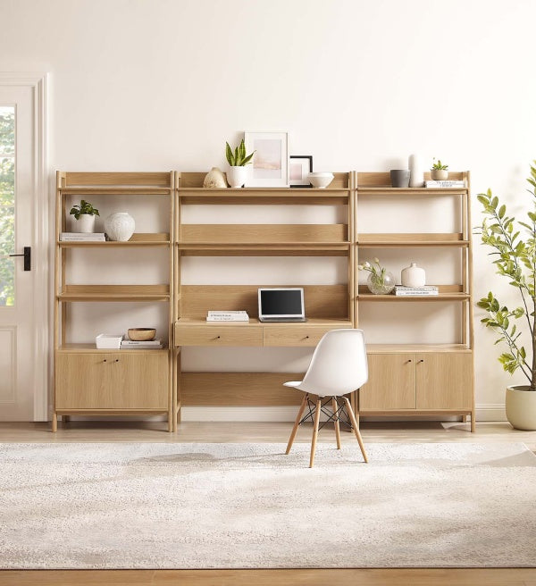 Bixby 3-Piece Wood Office Desk and Bookshelf