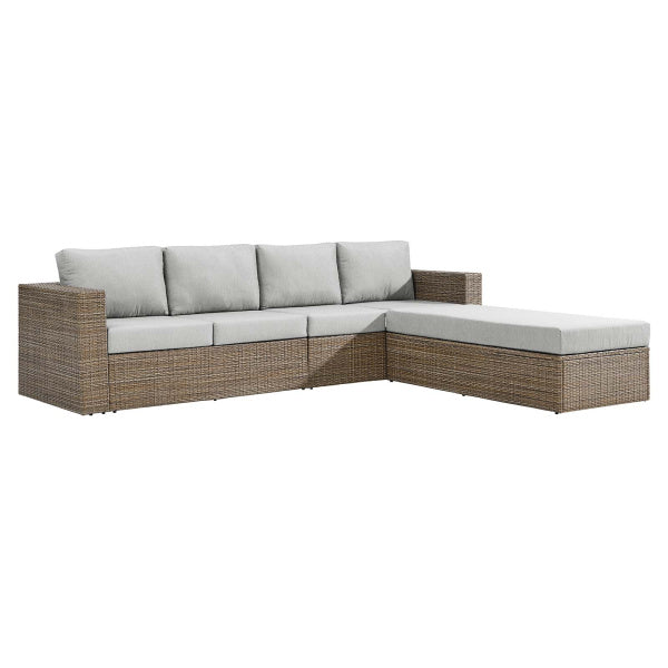 Convene Outdoor Patio Outdoor Patio Sectional Sofa and Ottoman Set