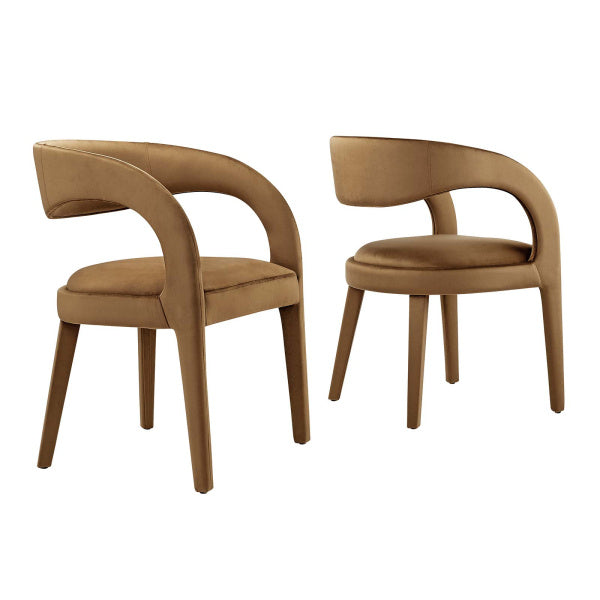 Pinnacle Performance Velvet Dining Chair Set of Two by Modway