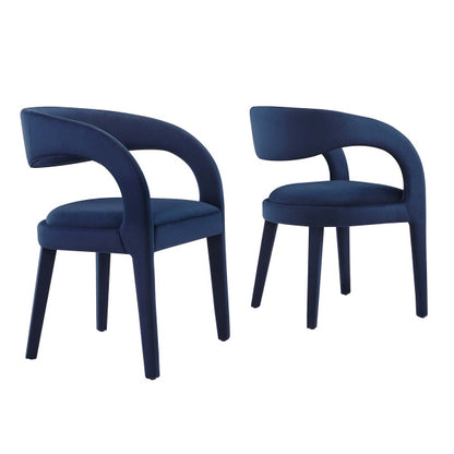 Pinnacle Performance Velvet Dining Chair Set of Two by Modway