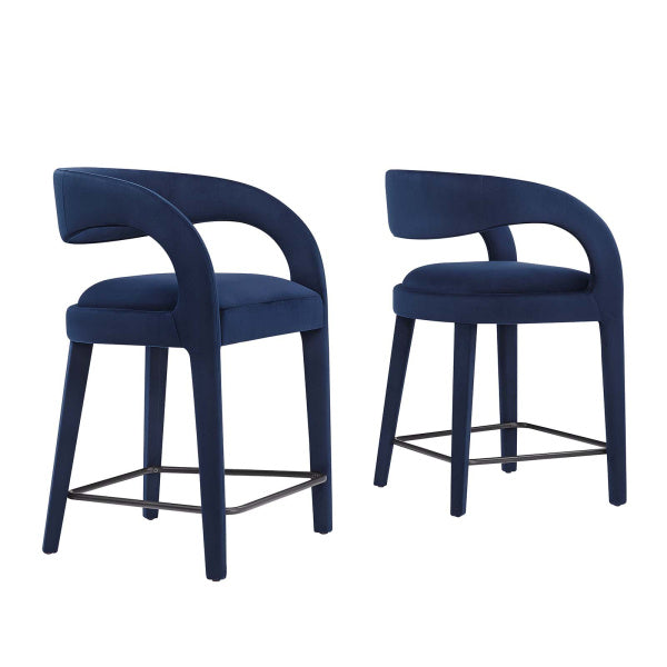Pinnacle Performance Velvet Counter Stool Set of Two By Modway
