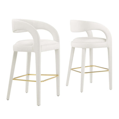 Pinnacle Performance Velvet Bar Stool Set of Two By Modway