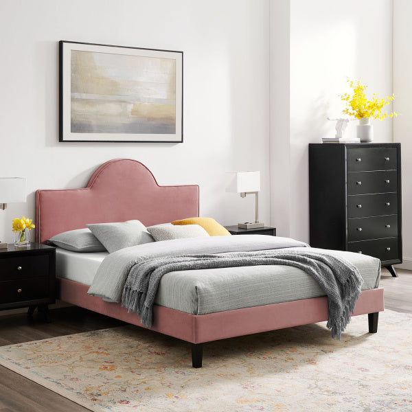 Soleil Performance Velvet Queen Bed By Modway