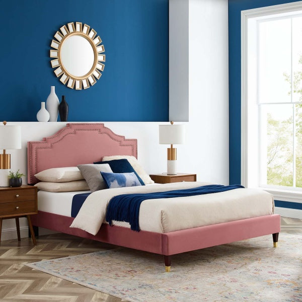 Adelaide Performance Velvet Queen Platform Bed By Modway