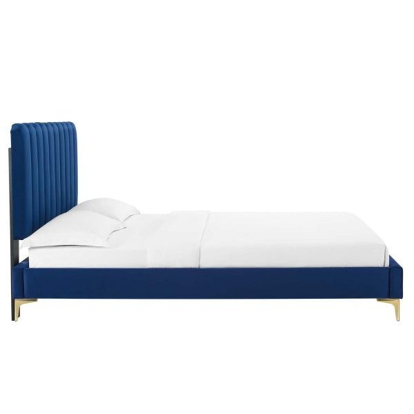 Reagan Queen Performance Velvet Platform Bed By Modway