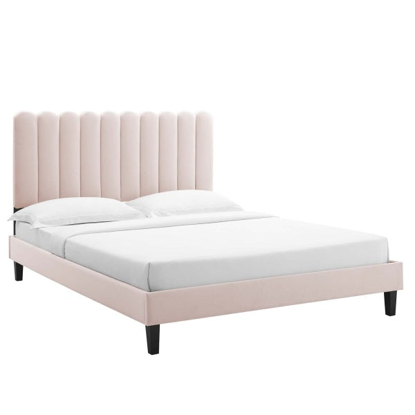 Reagan Queen Performance Velvet Platform Bed By Modway