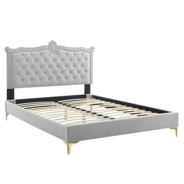 Clara Performance Velvet Queen Platform Bed By Modway