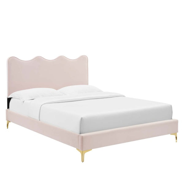 Current Performance Velvet Queen Platform Bed By Modway