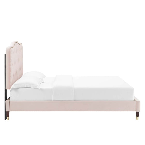 Amber Performance Velvet Queen Platform Bed By Modway