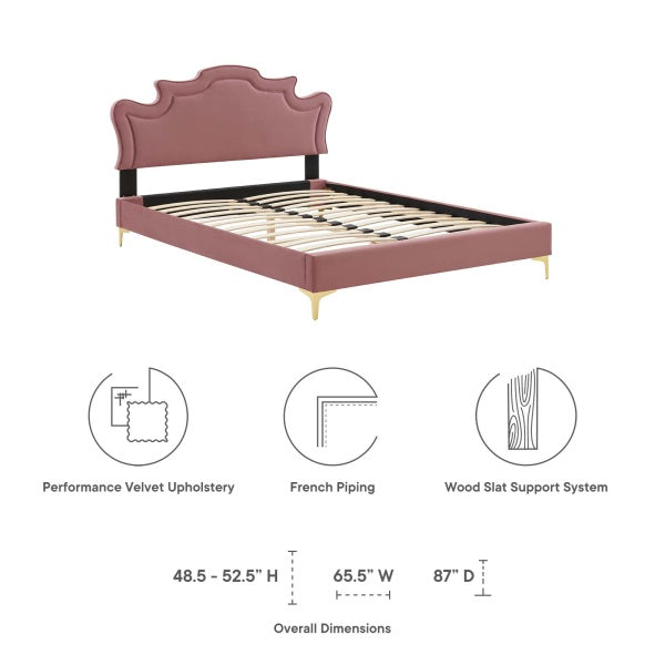 Neena Performance Velvet Queen Bed By Modway