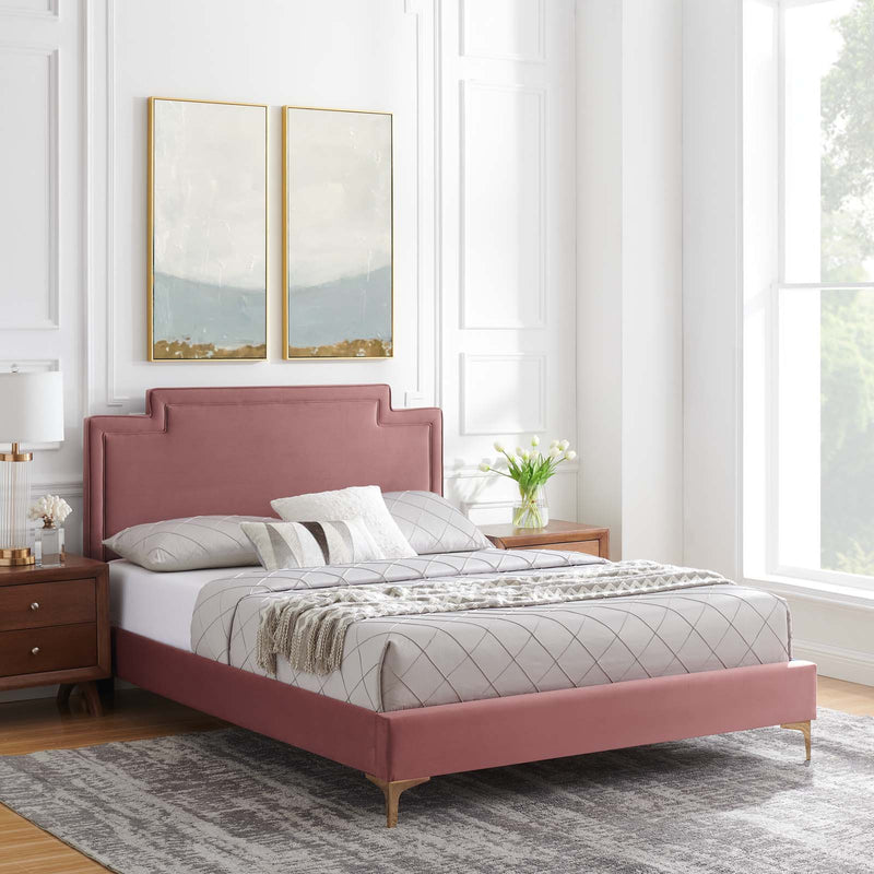 Liva Performance Velvet Queen Bed By Modway