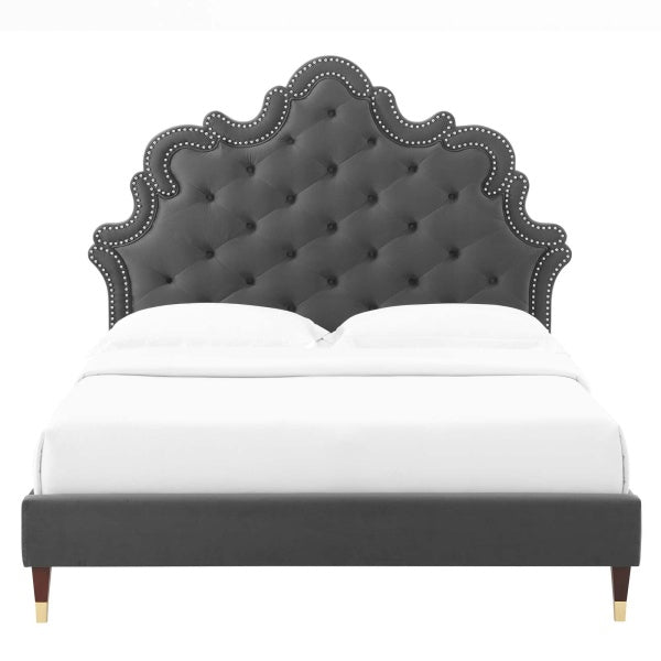 Sasha Button-Tufted Performance Velvet Queen Bed By Modway