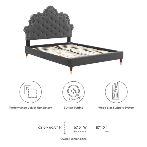 Sasha Button-Tufted Performance Velvet Queen Bed By Modway