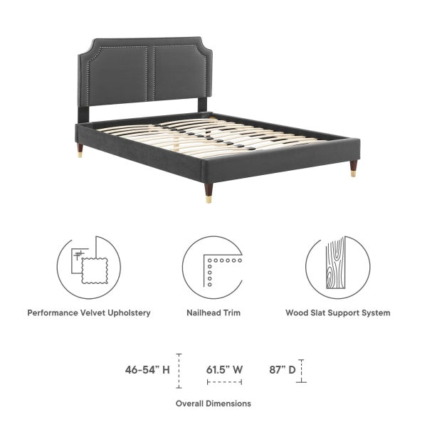 Novi Performance Velvet Queen Bed By Modway