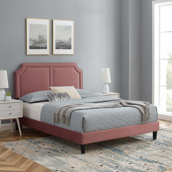 Novi Performance Velvet Queen Bed By Modway