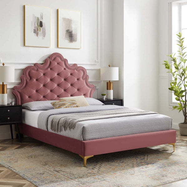 Sasha Button-Tufted Performance Velvet King Bed By Modway