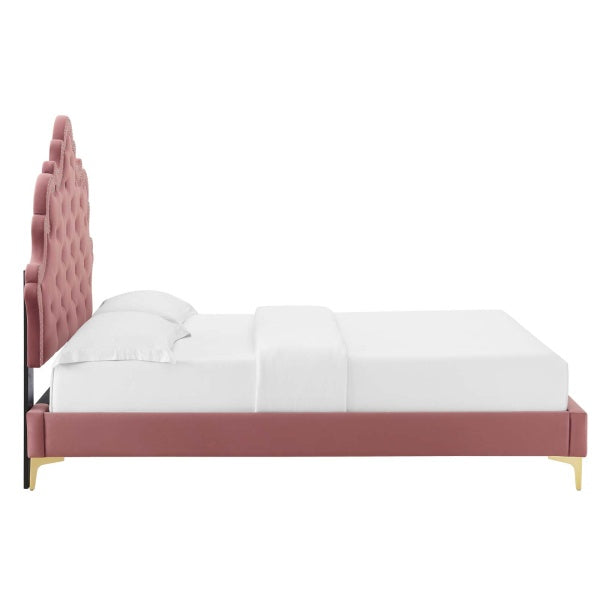 Sasha Button-Tufted Performance Velvet King Bed By Modway