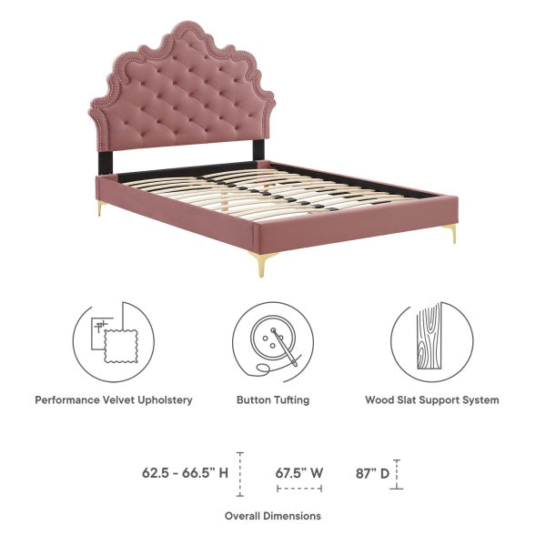 Sasha Button-Tufted Performance Velvet King Bed By Modway