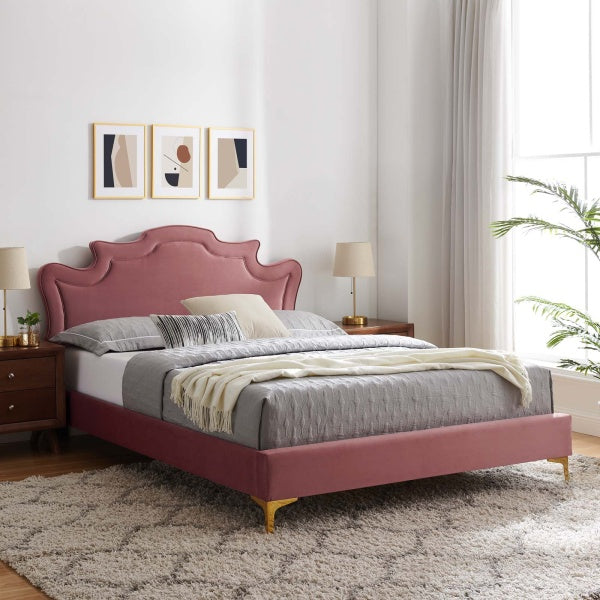 Neena Performance Velvet King Bed By Modway