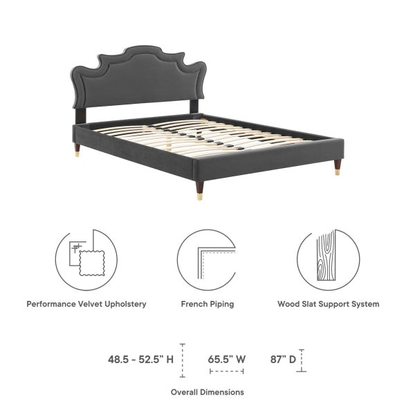 Neena Performance Velvet King Bed By Modway