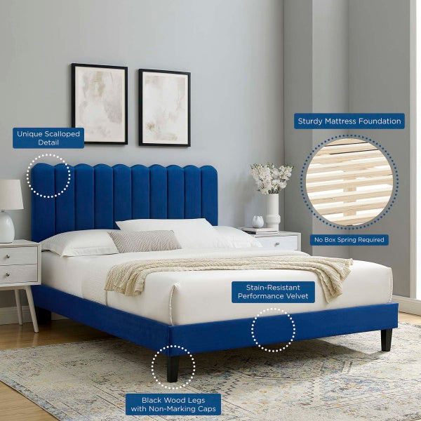 Reagan Full Performance Velvet Platform Bed By Modway