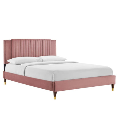 Zahra Channel Tufted Performance Velvet Queen Platform Bed By Modway
