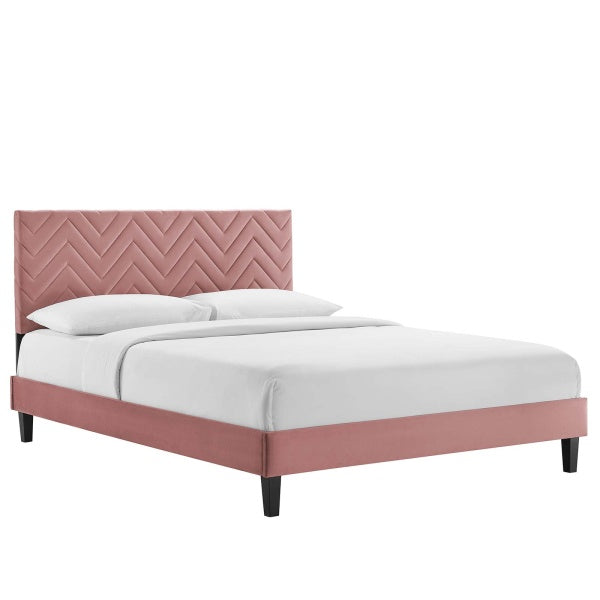 Leah Chevron Tufted Performance Velvet Queen Platform Bed By Modway