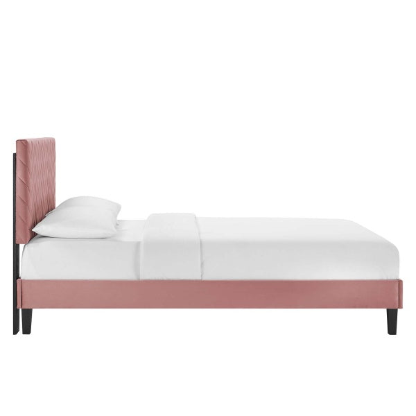 Leah Chevron Tufted Performance Velvet Queen Platform Bed By Modway