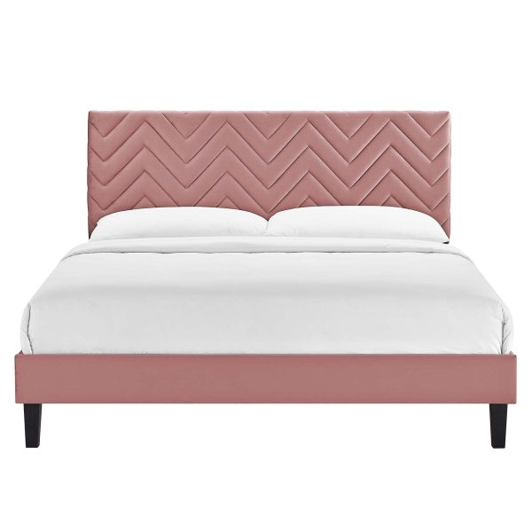 Leah Chevron Tufted Performance Velvet Queen Platform Bed By Modway