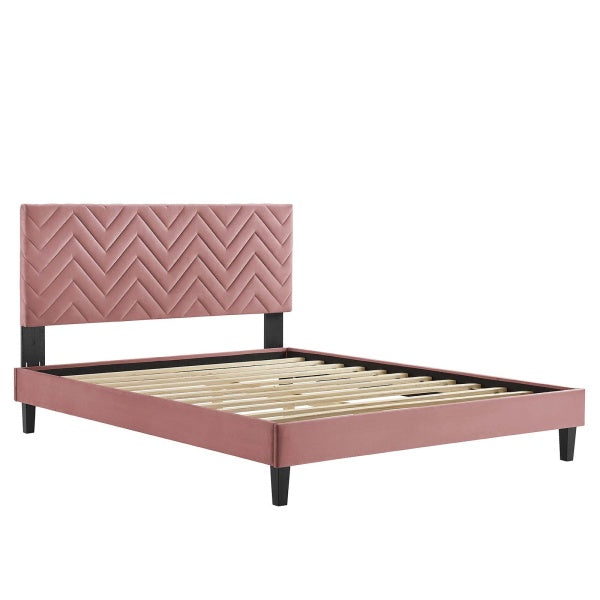 Leah Chevron Tufted Performance Velvet Queen Platform Bed By Modway