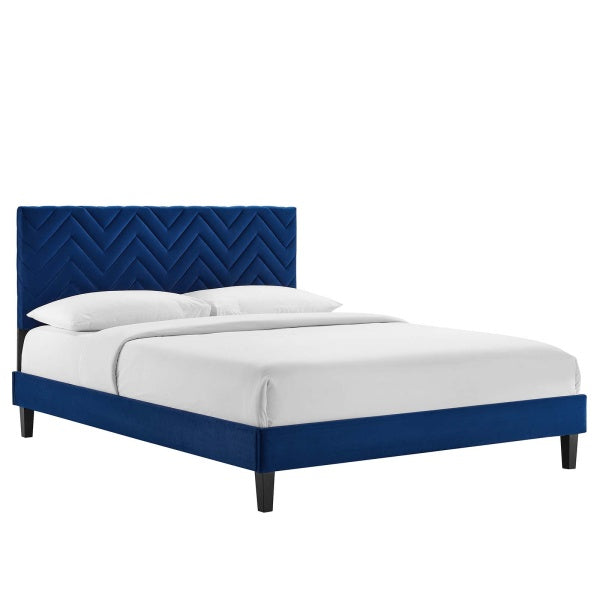 Leah Chevron Tufted Performance Velvet Queen Platform Bed By Modway