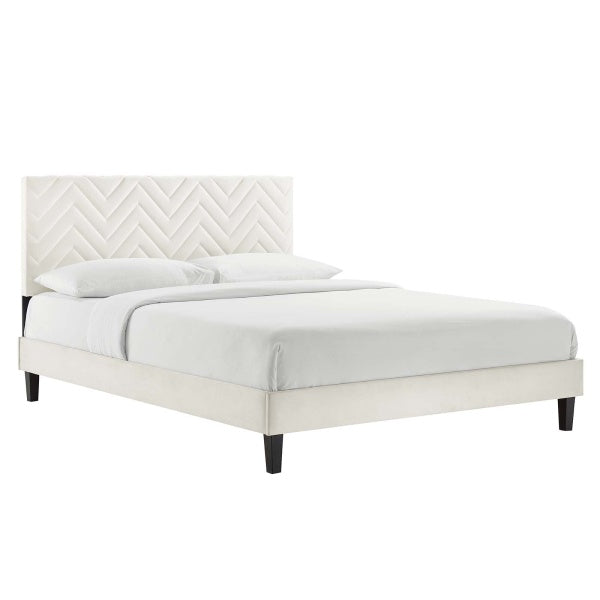 Leah Chevron Tufted Performance Velvet Queen Platform Bed By Modway