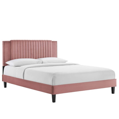 Zahra Channel Tufted Performance Velvet Queen Platform Bed By Modway