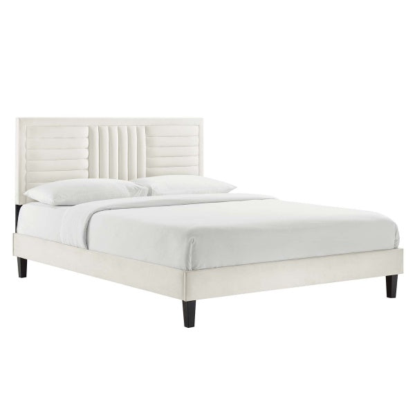 Sofia Channel Tufted Performance Velvet Queen Platform Bed By Modway