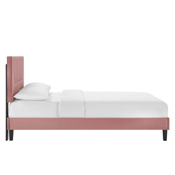 Yasmine Channel Tufted Performance Velvet Queen Platform Bed By Modway