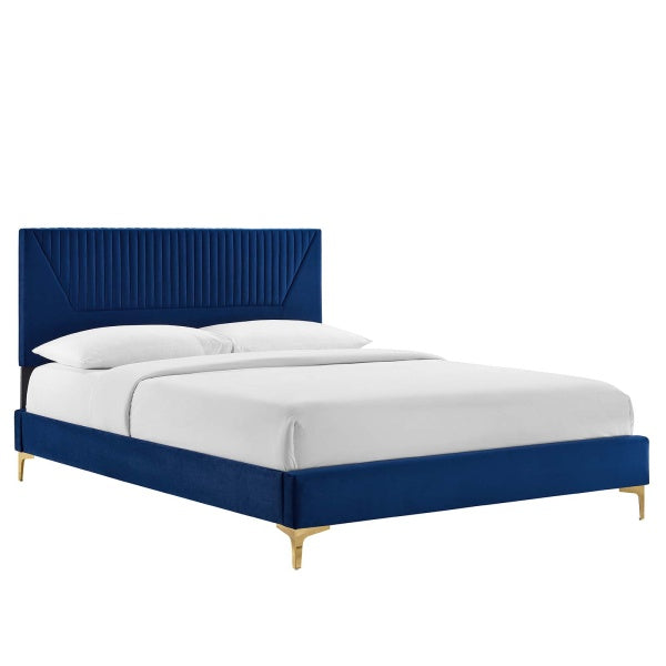 Yasmine Channel Tufted Performance Velvet Queen Platform Bed By Modway