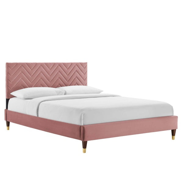 Leah Chevron Tufted Performance Velvet Twin Platform Bed By Modway