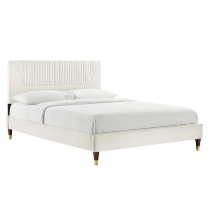 Yasmine Channel Tufted Performance Velvet Twin Platform Bed By Modway