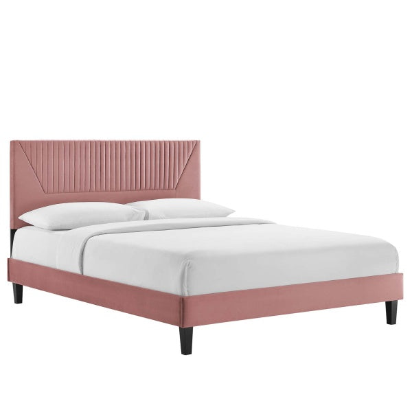 Yasmine Channel Tufted Performance Velvet Twin Platform Bed By Modway