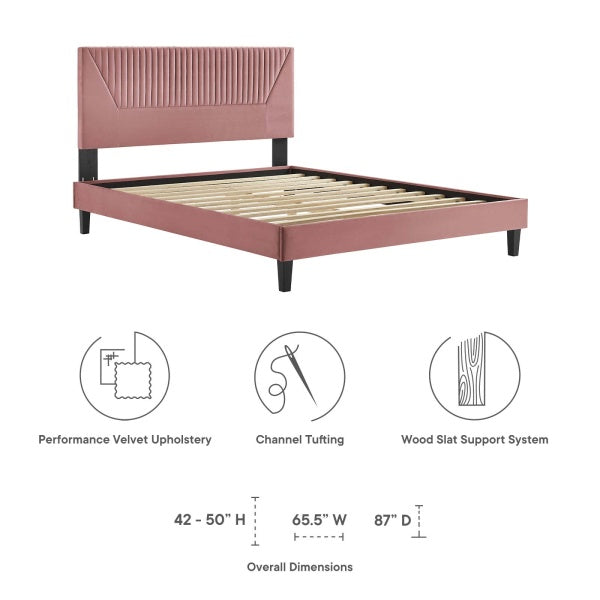 Yasmine Channel Tufted Performance Velvet Twin Platform Bed By Modway