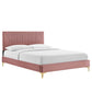 Yasmine Channel Tufted Performance Velvet Twin Platform Bed By Modway