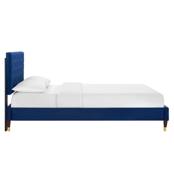 Leah Chevron Tufted Performance Velvet Full Platform Bed By Modway