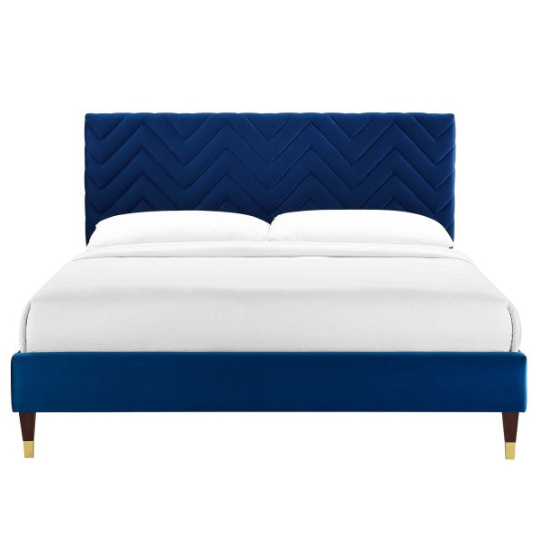 Leah Chevron Tufted Performance Velvet Full Platform Bed By Modway