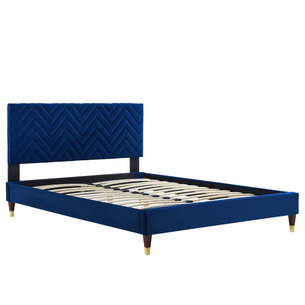 Leah Chevron Tufted Performance Velvet Full Platform Bed By Modway