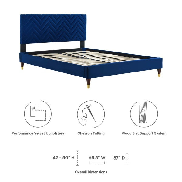 Leah Chevron Tufted Performance Velvet Full Platform Bed By Modway