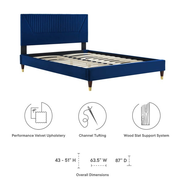 Yasmine Channel Tufted Performance Velvet Full Platform Bed By Modway