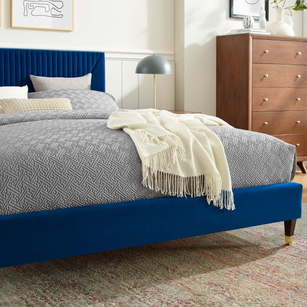 Yasmine Channel Tufted Performance Velvet Full Platform Bed By Modway