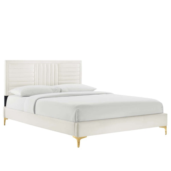 Sofia Channel Tufted Performance Velvet Full Platform Bed By Modway